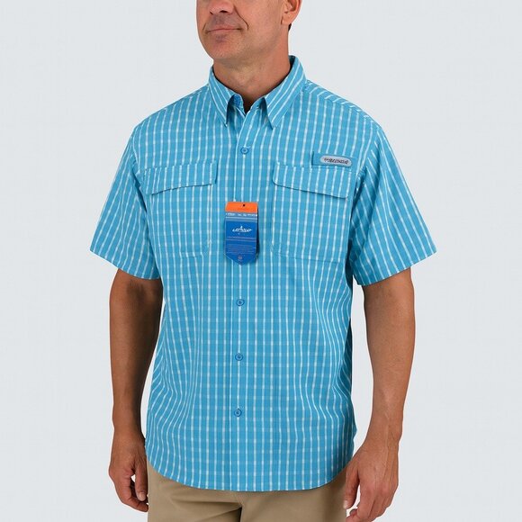 Habit mens blue plaid crayfish creek river shirt short sleeve size XL NWT - Picture 1 of 7